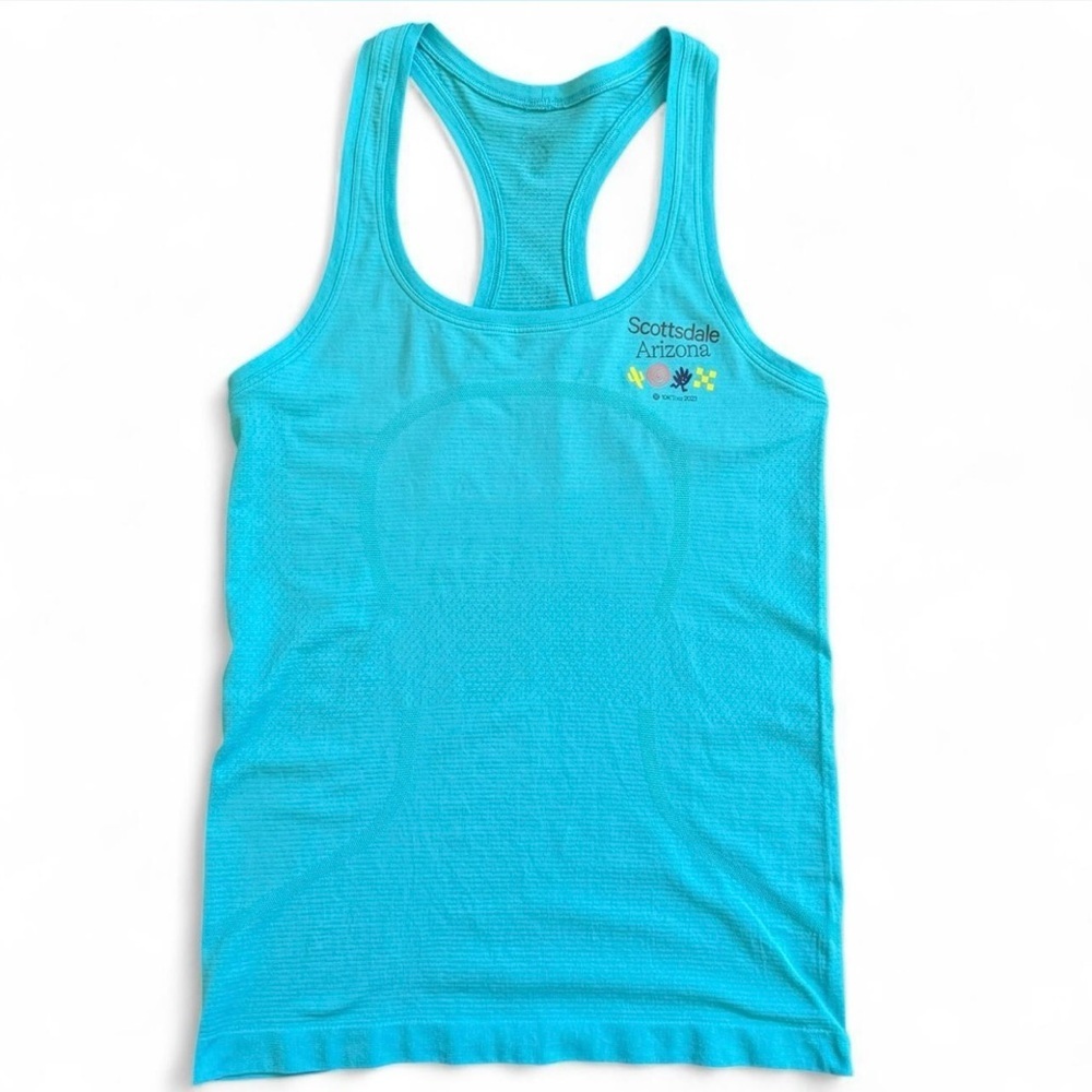 Lululemon Swiftly Tech Racerback Tank Turquoise Scottsdale 10K Tour Top Size 2